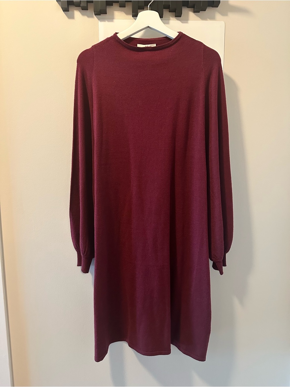 Halston Heritage Burgundy Long Sleeve Knit Shift Dress